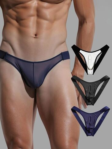 3 Pcs Men Fashion Thong Underwear Stylish Low Rise Briefs for Men Elastic Waist Underwear Set Modern Cut Daily Wear in Saudi Arabia