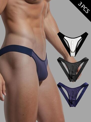 3 Pcs Men Fashion Thong Underwear Stylish Low Rise Briefs for Men Elastic Waist Underwear Set Modern Cut Daily Wear in Saudi Arabia