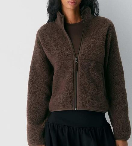 Fleece Jackets Women Causal Long Sleeve Sherpa Jacket Warm Ziper Fuzzy Coat Sweatshirts Trendy with Pockets in Saudi Arabia
