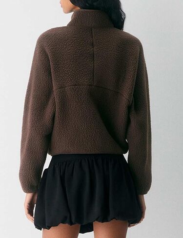 Fleece Jackets Women Causal Long Sleeve Sherpa Jacket Warm Ziper Fuzzy Coat Sweatshirts Trendy with Pockets in Saudi Arabia