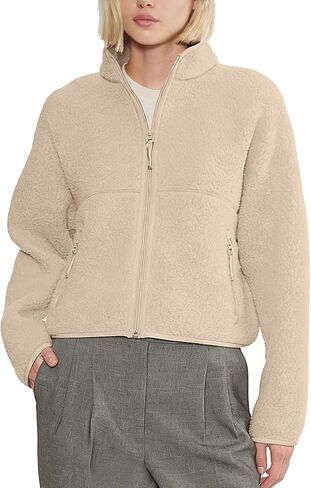 Fleece Jackets Women Causal Long Sleeve Sherpa Jacket Warm Ziper Fuzzy Coat Sweatshirts Trendy with Pockets in Saudi Arabia