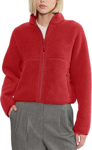 Fleece Jackets Women Causal Long Sleeve Sherpa Jacket Warm Ziper Fuzzy Coat Sweatshirts Trendy with Pockets in Saudi Arabia
