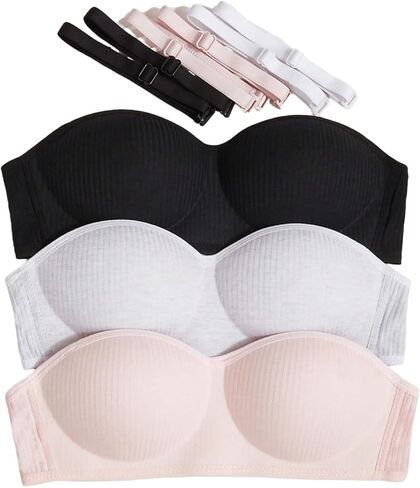 OYOANGLE Girl's Training Bras Padded Bralette with Adjustable Detachable Strap Strapless Bandeau Bra in Saudi Arabia