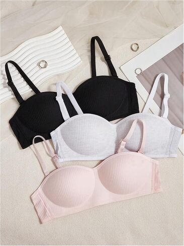 OYOANGLE Girl's Training Bras Padded Bralette with Adjustable Detachable Strap Strapless Bandeau Bra in Saudi Arabia