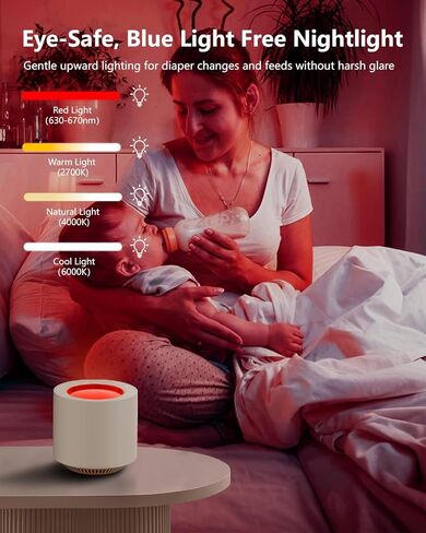 آلة الضوضاء البيضاء للأطفال: آلة صوت للنوم للعلاج بالضوء الأحمر مع 38 صوتًا مهدئًا ومهدئًا للرحم، وظيفة الذاكرة، ضوء ليلي لغرفة الأطفال قابل للتعتيم مع مؤقت، هدية للطفل in Kuwait