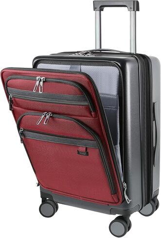 KROSER Hardside Expandable Carry On Luggage 22x14x9 Airline Approved With Front Business Pockets, 20 Inch Suitcases with Wheels, Carry on Suitcase with TSA Lock & USB Port, Black in Kuwait