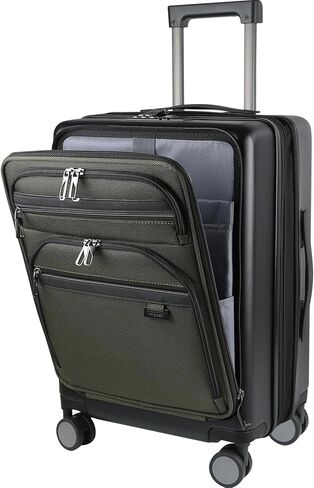KROSER Hardside Expandable Carry On Luggage 22x14x9 Airline Approved With Front Business Pockets, 20 Inch Suitcases with Wheels, Carry on Suitcase with TSA Lock & USB Port, Black in Kuwait