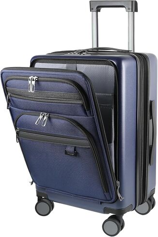KROSER Hardside Expandable Carry On Luggage 22x14x9 Airline Approved With Front Business Pockets, 20 Inch Suitcases with Wheels, Carry on Suitcase with TSA Lock & USB Port, Black in Kuwait