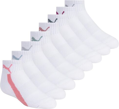PUMA Girls' Quarter Crew Cushioned Arch Support Socks (8-Pack) in Saudi Arabia