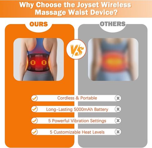 Joyset Cordless Heating Pad for Back Pain Relief,47-60" Lower Back Massager with 5 Heat 5 Vibration,Portable Wearable Heating Pad for Cramps,Birthday Gifts for Women Men Mom Dad(Black) in Saudi Arabia