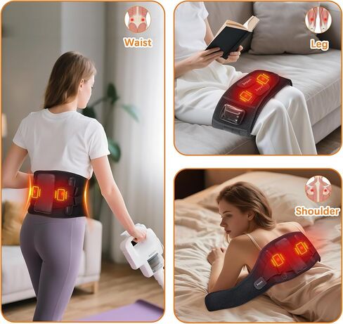 Joyset Cordless Heating Pad for Back Pain Relief,47-60" Lower Back Massager with 5 Heat 5 Vibration,Portable Wearable Heating Pad for Cramps,Birthday Gifts for Women Men Mom Dad(Black) in Saudi Arabia