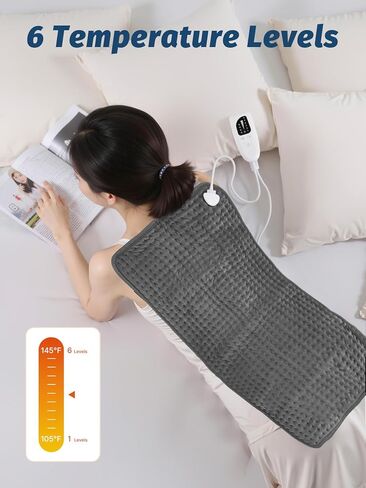 Heating Pad for Period Cramps Back Neck and Shoulders Pain Relief, 17"×33" Large Heated Pad with 4 Level Timing, 6 Level Heat Setting and Auto Shut Off, Christmas Gifts for Women, Men in Saudi Arabia