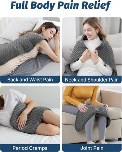 Heating Pad for Period Cramps Back Neck and Shoulders Pain Relief, 17"×33" Large Heated Pad with 4 Level Timing, 6 Level Heat Setting and Auto Shut Off, Christmas Gifts for Women, Men in Saudi Arabia
