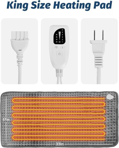 Heating Pad for Period Cramps Back Neck and Shoulders Pain Relief, 17"×33" Large Heated Pad with 4 Level Timing, 6 Level Heat Setting and Auto Shut Off, Christmas Gifts for Women, Men in Saudi Arabia
