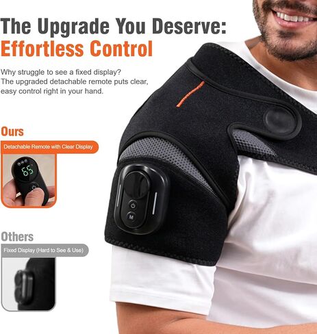 Cordless Shoulder Heating Pad with Detachable Remote, 5 Heat and 5 Vibration Heated Shoulder Wrap, Shoulder Brace Massager for Pain Relief, Warm Gifts for Women Men in Saudi Arabia
