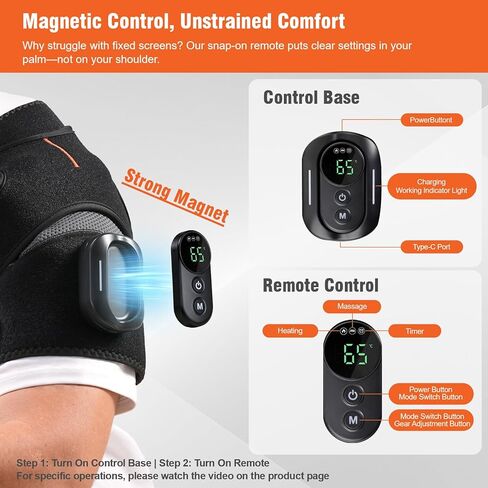 Cordless Shoulder Heating Pad with Detachable Remote, 5 Heat and 5 Vibration Heated Shoulder Wrap, Shoulder Brace Massager for Pain Relief, Warm Gifts for Women Men in Saudi Arabia
