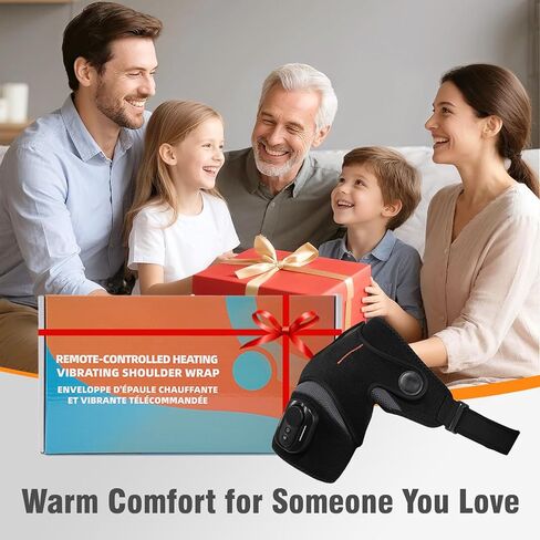 Cordless Shoulder Heating Pad with Detachable Remote, 5 Heat and 5 Vibration Heated Shoulder Wrap, Shoulder Brace Massager for Pain Relief, Warm Gifts for Women Men in Saudi Arabia