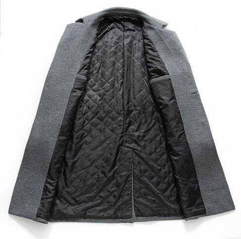 SOMTHRON Men's Trench Coat Wool Blend Slim Fit Notch Lapel Double Breasted Belted Jacket Business Pea Coat Overcoat in Saudi Arabia