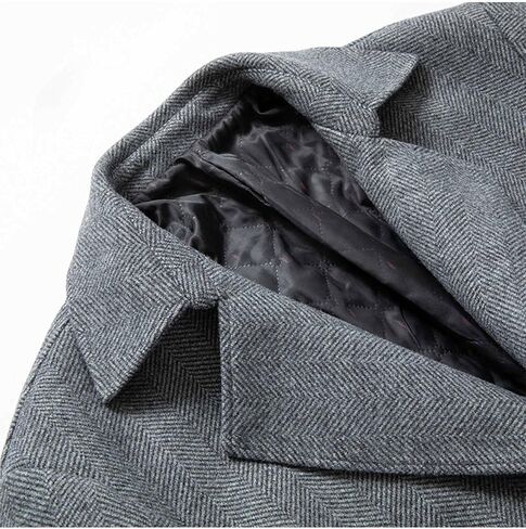 SOMTHRON Men's Trench Coat Wool Blend Slim Fit Notch Lapel Double Breasted Belted Jacket Business Pea Coat Overcoat in Saudi Arabia