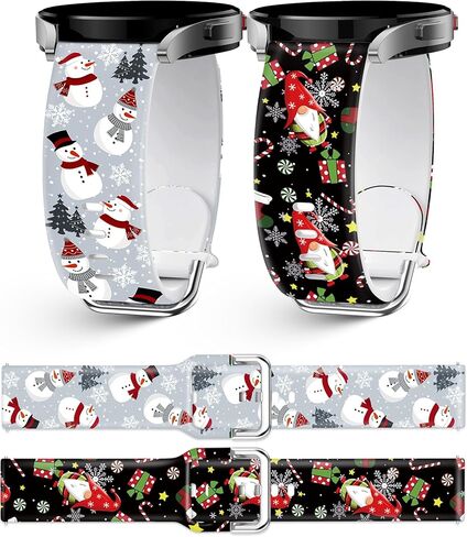 2 حزمة 20 ملم عيد الميلاد عيد الهالوين حزام ساعة سامسونج جالاكسي 7/ 6/5/5 برو/4/4 كلاسيكي/3 (41 ملم)/أكتيف 1&2، MylooverLEO سيليكون عطلة موضوع سانتا كلوز ثلج مطبوعة ساعة ذكية استبدال حزام in Kuwait