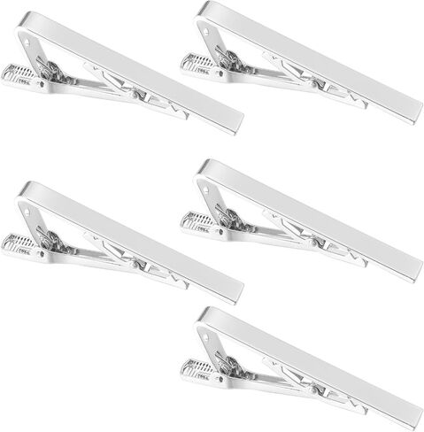 5 Pack Silver Tie Clips for Men, Men's Tie Clips Classic Ties Clip Silver with Adjustable Clasp Necktie Ties Bars Men TieAccessories for Professional Office Formal Events Wedding in Saudi Arabia