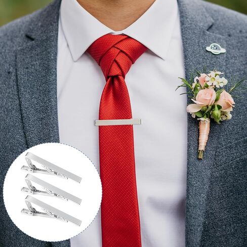 5 Pack Silver Tie Clips for Men, Men's Tie Clips Classic Ties Clip Silver with Adjustable Clasp Necktie Ties Bars Men TieAccessories for Professional Office Formal Events Wedding in Saudi Arabia