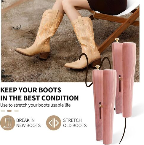 Cedar Boot Tree for Tall & Cowboy Boots, Adjustable Boot Stretcher Calf, 100% Natural Cedar, Reduce Creases Sagging in Saudi Arabia