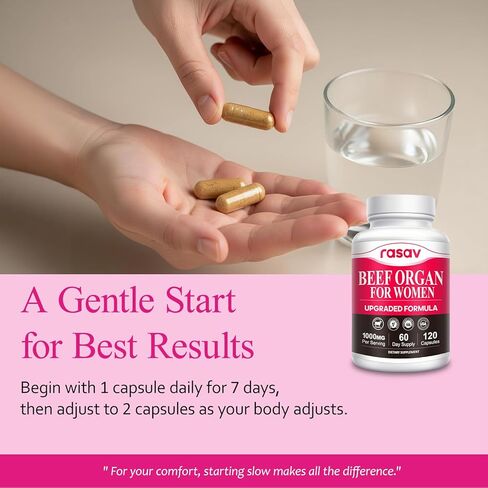 Beef Organ Supplement for Women - Supports Hormone, Ferritin, Energy, Skin - Ovary, Uterus, Liver & More Female-Optimized Formulate - 100% Grass Fed, Pasture Raised - 3rd Party - 120 Capsules in Saudi Arabia