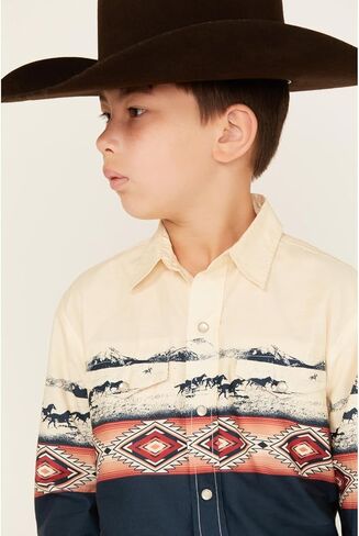 ROPER Western Shirt Boys L/S Scenic Border Blue 03-030-0421-0648 BU in Saudi Arabia