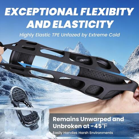 Ice Cleats, Ice Cleats for Shoes and Boots, Crampons for Shoes with 24 Spikes Anti Slip Snow Shoes in Kuwait