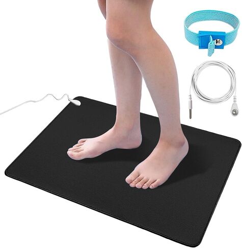 طقم حصيرة التأريض للحصول على طاقة تأريض صحية، وسادة تأريض للنوم مع سوار معصم تأريض وسلك تأريض بطول 15 قدم، لتحسين النوم in Kuwait