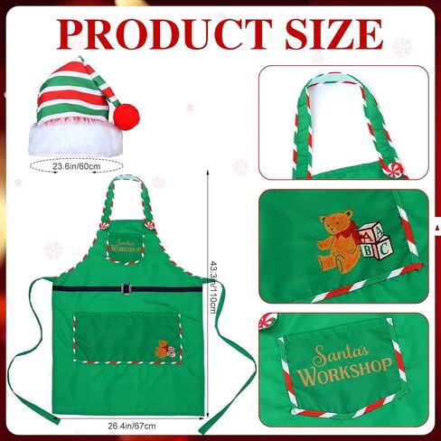 Bonuci Christmas Elf Costume Set Include Elf Workshop Apron with Santa Hat Adults Santa's Helper Cosplay for Xmas Party Accessories in Saudi Arabia
