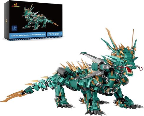 JMBricklayer Dragon Building Sets for Adults, Cool Dragon Kit Animal Toys with Lights 70007, Model Collection or Home Office Decor, Building Toys Gift for Boys Girls Men Adults(1364 PCS) in Kuwait