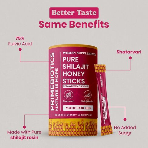Shilajit for Women Honey Sticks (30 Count) – Liquid Himalayan Shilajit with Shatavari, Saffron & Raw Honey, 75% Fulvic Acid + 84 Trace Minerals, Daily Energy & Wellness in Saudi Arabia