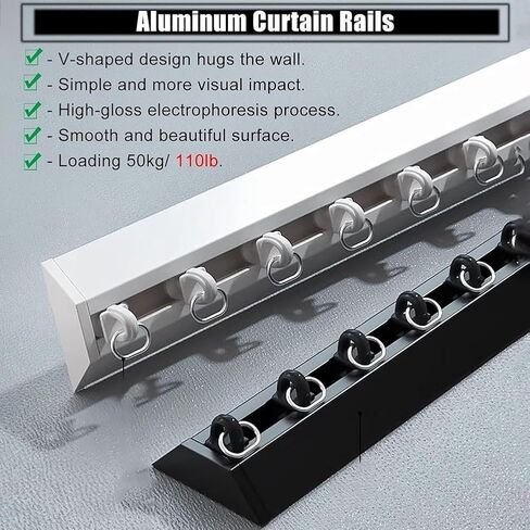 Ultra-Thin V-Shaped Blackout Curtain Track System, 330cm Ceiling Mount Double Rail for Room Dividers, White Curtain Track for Home & Office Décor in Saudi Arabia