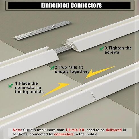 Ultra-Thin V-Shaped Blackout Curtain Track System, 330cm Ceiling Mount Double Rail for Room Dividers, White Curtain Track for Home & Office Décor in Saudi Arabia
