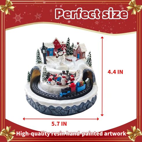 Christmas Village Decoration with Spinning Train & Snowman, Musical Collectible Buildings, 8 Songs, LED Lights, Timer Function, and Dual Power Options (USB or Battery) - Perfect Holiday Decor & Gift in Saudi Arabia