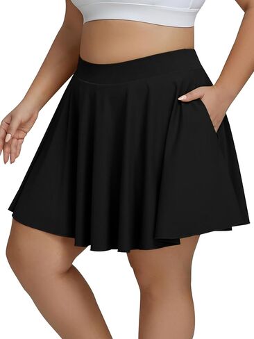 Women's Plus Size Tennis Skirt High Waisted Knee Length Skorts 4 Pockets Golf Skirts with Shorts in Saudi Arabia