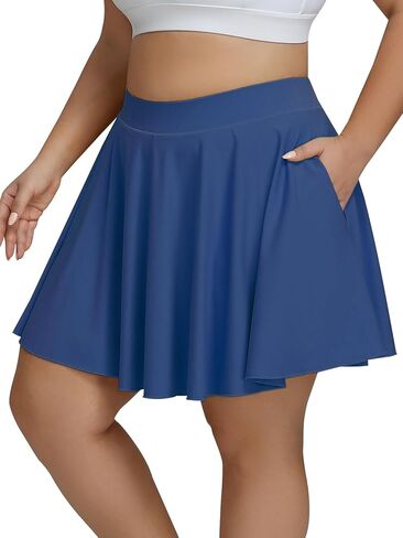Women's Plus Size Tennis Skirt High Waisted Knee Length Skorts 4 Pockets Golf Skirts with Shorts in Saudi Arabia
