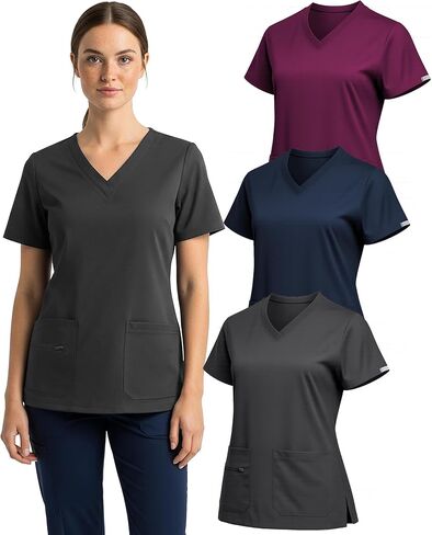Andrew Scott Women's Scrub Top V-Neck | Stretch Fabric Work Shirts | Assorted Designs in Saudi Arabia