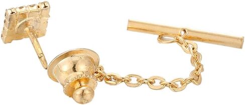 Rockyu Lapel Pin Men's suit accessories gold rhinestone brooch crystal square shape chain pin wedding groom gift decoration in Kuwait