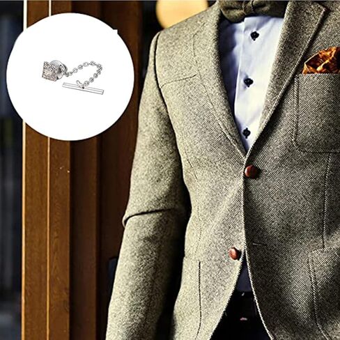 Rockyu Lapel Pin Men's suit accessories gold rhinestone brooch crystal square shape chain pin wedding groom gift decoration in Kuwait