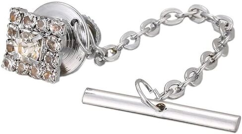 Rockyu Lapel Pin Men's suit accessories gold rhinestone brooch crystal square shape chain pin wedding groom gift decoration in Kuwait