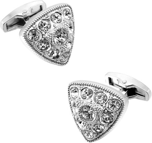 أزرار أكمام للرجال من Rockyu، فضي، أزرق، Plu، زركونيا، أزرار أكمام مثلثة، ستانلس ستيل، لا يسبب الحساسية، لامع، الأعمال التجارية، السادة، هدية العمل، الموضة، الزفاف، هدية، إكسسوار (فضي) in Kuwait