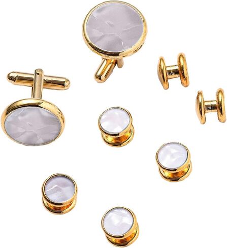 Rockyu Cufflinks for Men Brand Round Cufflinks Light Surface Round Link Set Business Stainless Steel Gentleman Antique European Style Accessories in Kuwait