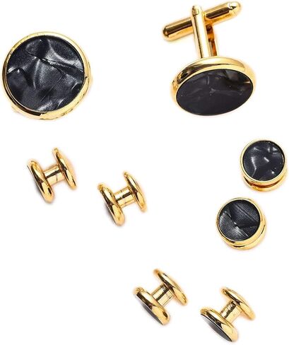 Rockyu Cufflinks for Men Brand Round Cufflinks Light Surface Round Link Set Business Stainless Steel Gentleman Antique European Style Accessories in Kuwait