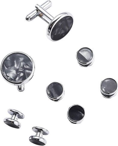 Rockyu Cufflinks for Men Brand Round Cufflinks Light Surface Round Link Set Business Stainless Steel Gentleman Antique European Style Accessories in Kuwait