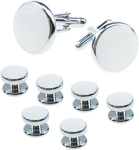 Rockyu Cufflinks for Men Brand Round Cufflinks Light Surface Round Link Set Business Stainless Steel Gentleman Antique European Style Accessories in Kuwait