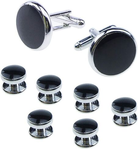 Rockyu Cufflinks for Men Brand Round Cufflinks Light Surface Round Link Set Business Stainless Steel Gentleman Antique European Style Accessories in Kuwait