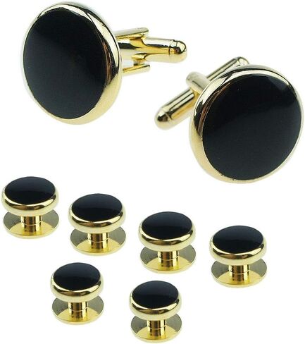 Rockyu Cufflinks for Men Brand Round Cufflinks Light Surface Round Link Set Business Stainless Steel Gentleman Antique European Style Accessories in Kuwait